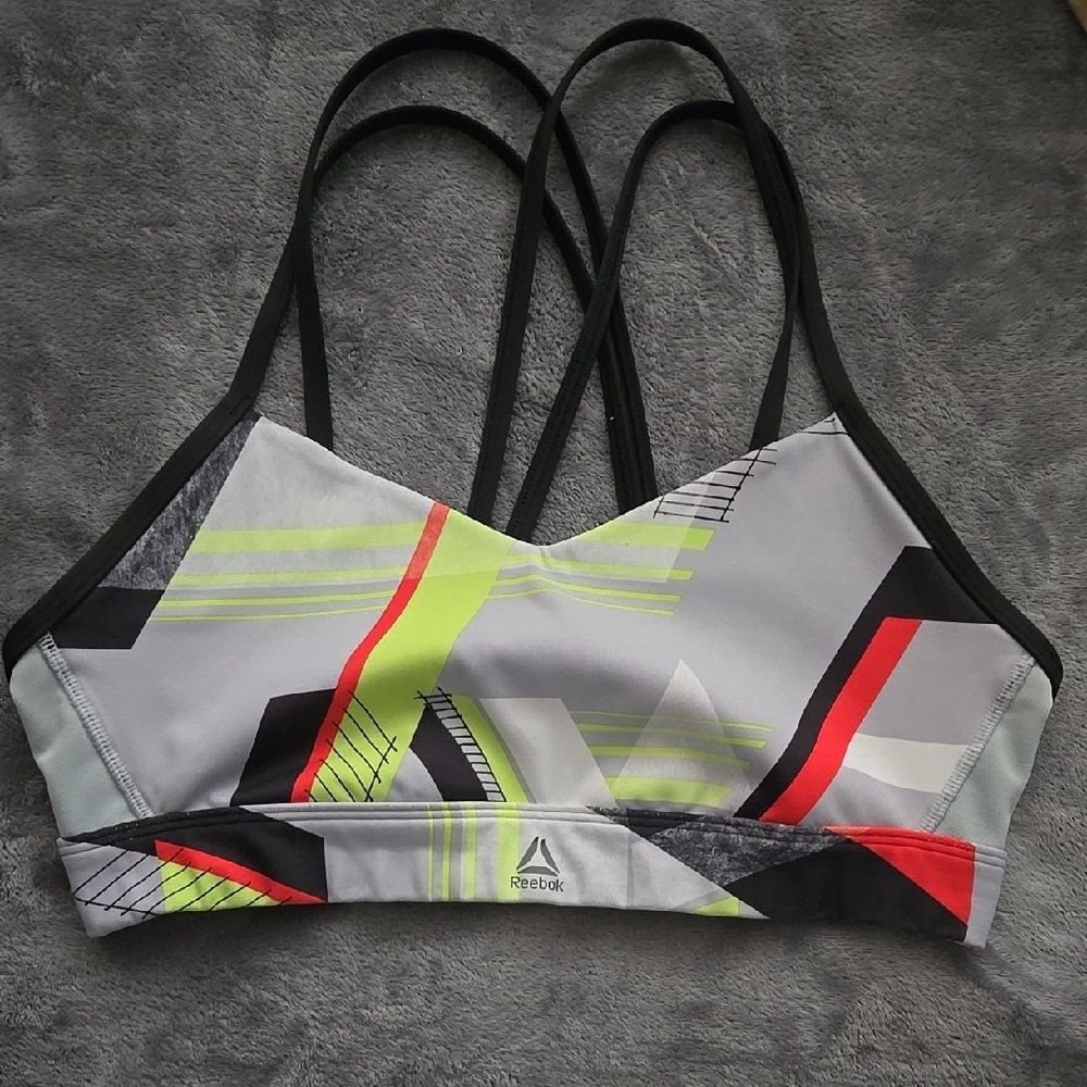 Reebok Women's Gray and Red Sports Bra